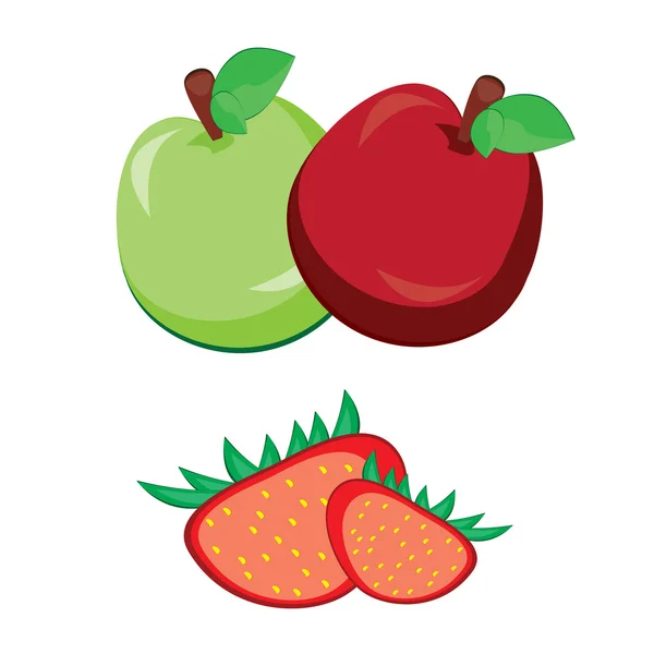 Apfel mit Erdbeere — Stockvektor