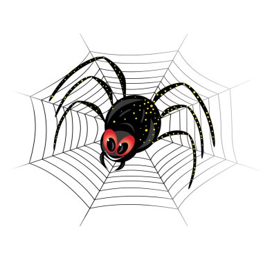 Cute spider on web clipart