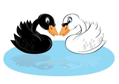 Two cartoon swans clipart