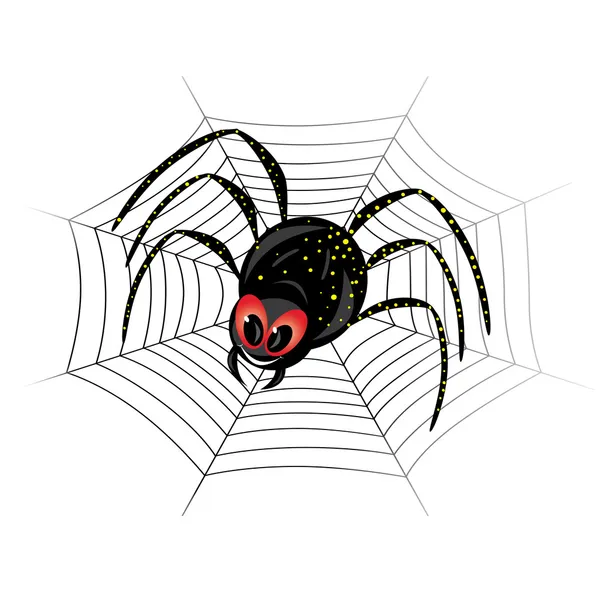 Cute spider on web — Stock Vector