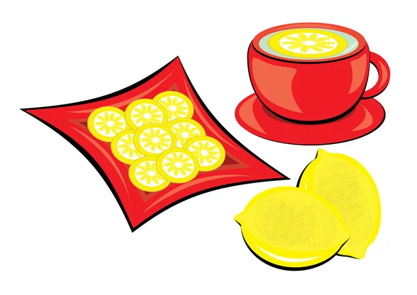 Tea with lemon — Stock Vector