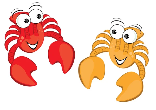 Dois caranguejo engraçado dos desenhos animados — Vetor de Stock