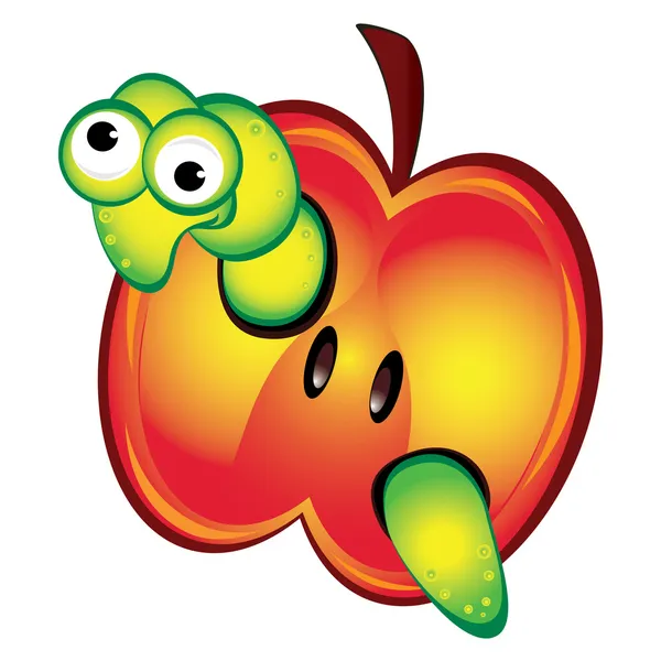 Wurm und Apfel — Stockvektor