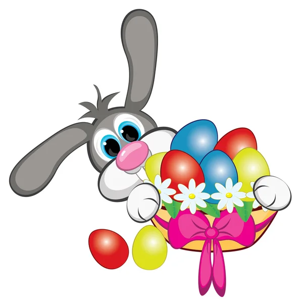 Bunny met Pasen eieren — Stockvector