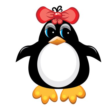 Penguin cartoon bird. Girl. clipart