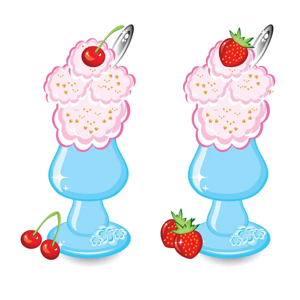 Дві миски з морозивом — стоковий вектор