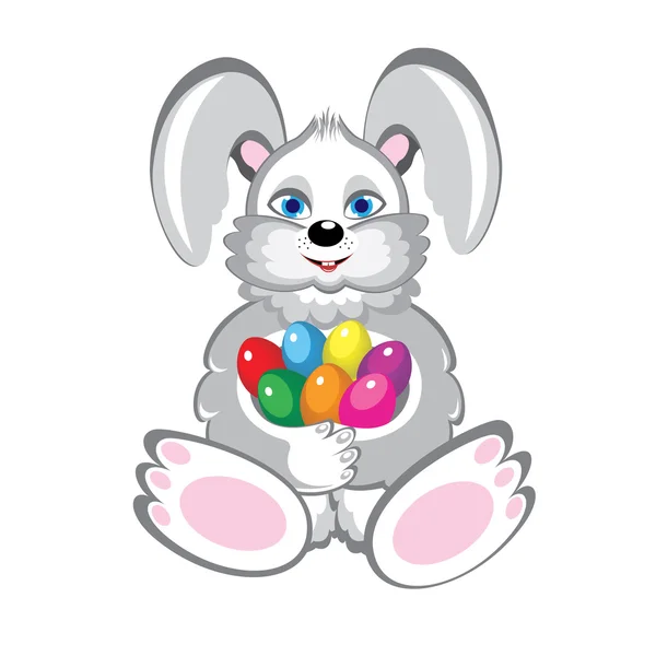Bunny With Easter Eggs — Stock Vector