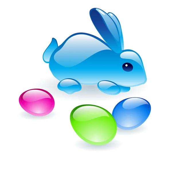 Кролик з великодніми яйцями — стоковий вектор