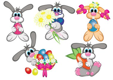 Bunnys With Easter Eggs clipart