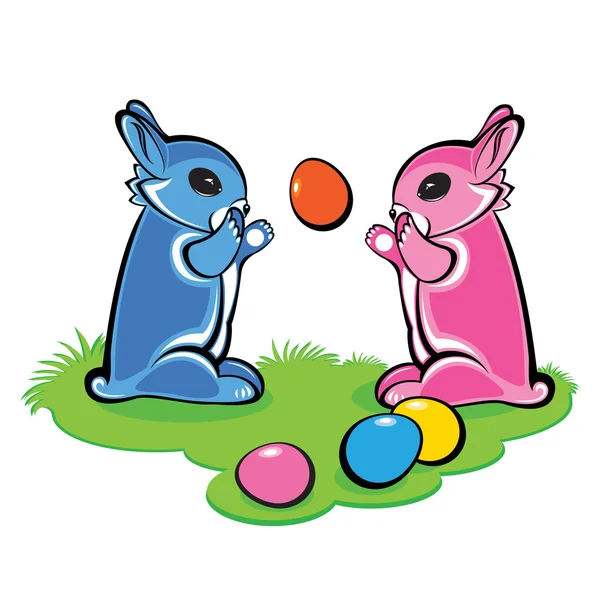 Dva velikonoční zajíčky — ストックベクタ