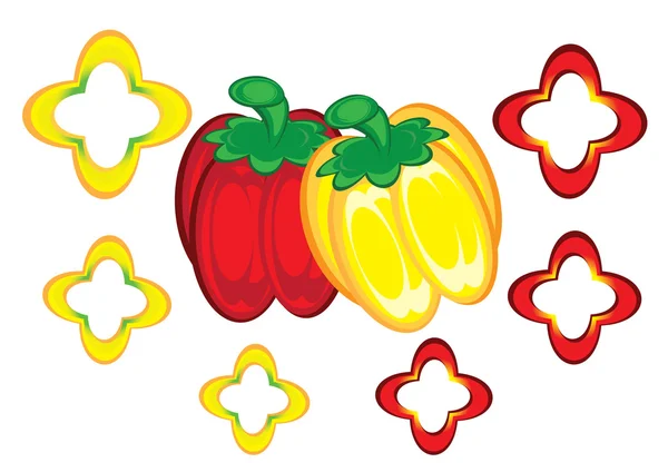 Red and yellow peppers — Stock Vector
