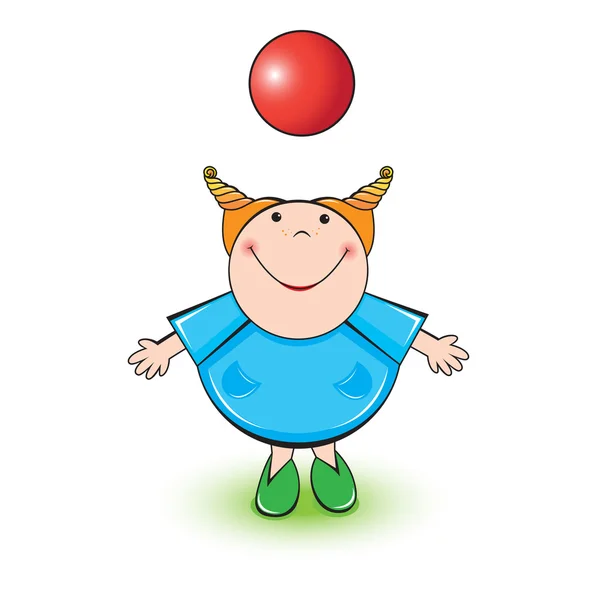小さな女の子と赤のボール — ストックベクタ