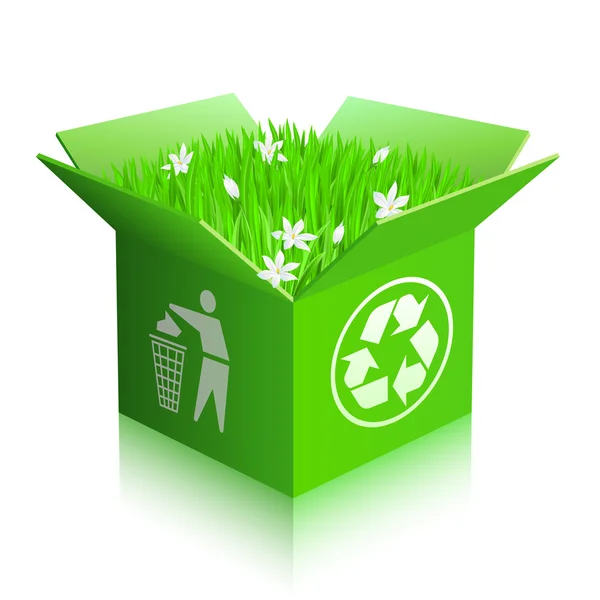 Boîte d'expédition ouverte de recyclage — Image vectorielle