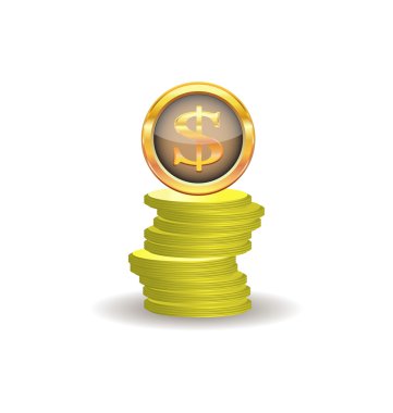 Golden coins with dollar symbol clipart