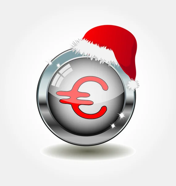 Botão de metal com chapéu de Papai Noel — Vetor de Stock