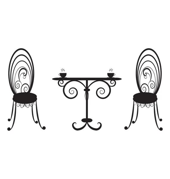 Vieille table et deux chaises — Image vectorielle