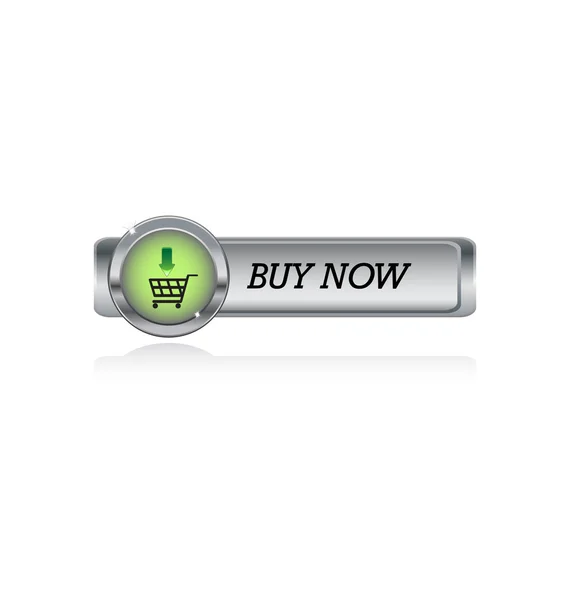 Botão de metal com símbolo de compras — Vetor de Stock
