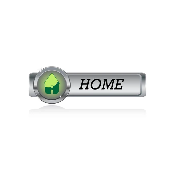 Metal button with home icon — Stock Vector