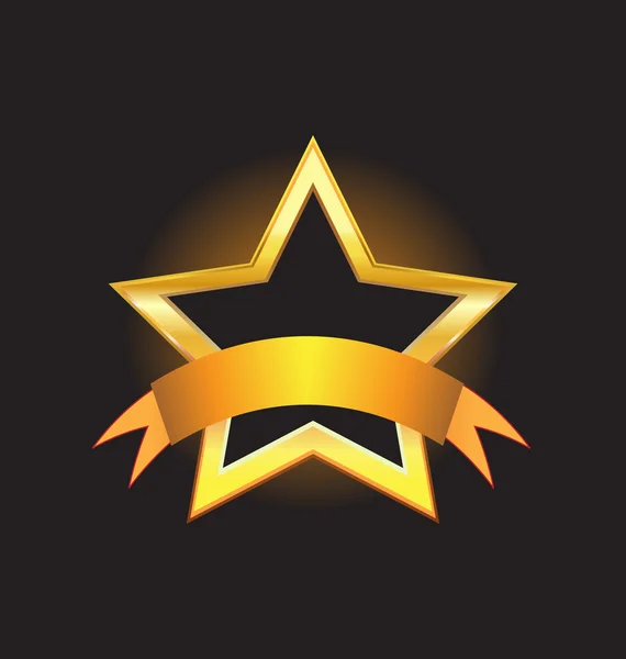 Estrella de oro con cinta de oro — Vector de stock