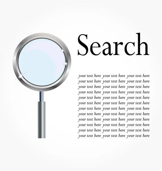 Magnifier with search word — Stock Vector
