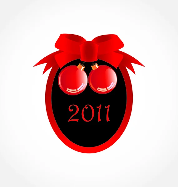 Icona con palle di Natale e nastro — Vettoriale Stock