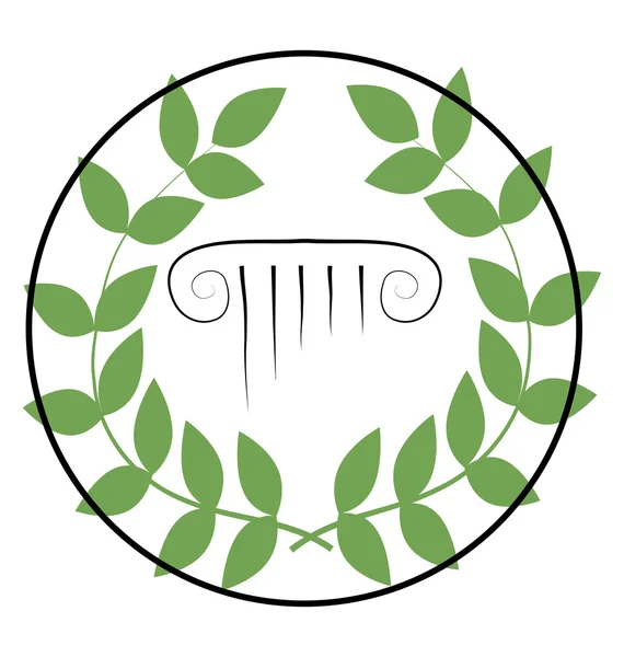 Icon Greek Column Laurel — Stock Vector