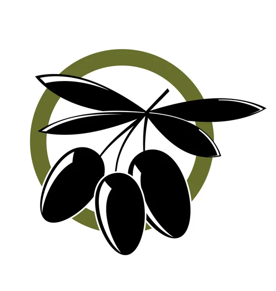 Icône Avec Illustration Olives Noires — Image vectorielle