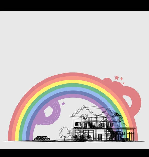 彩虹小屋的线框 — 图库矢量图片