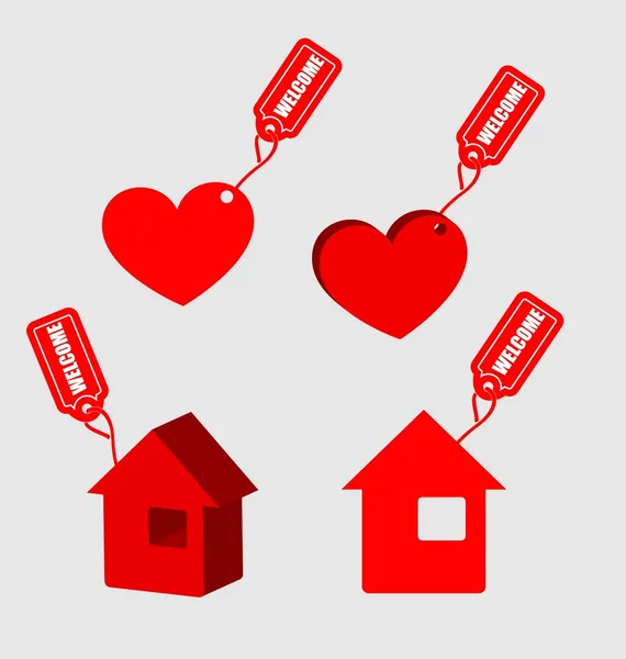 Etiqueta Bienvenido para el hogar y el corazón — Vector de stock