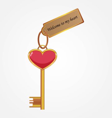 Golden key with tag clipart