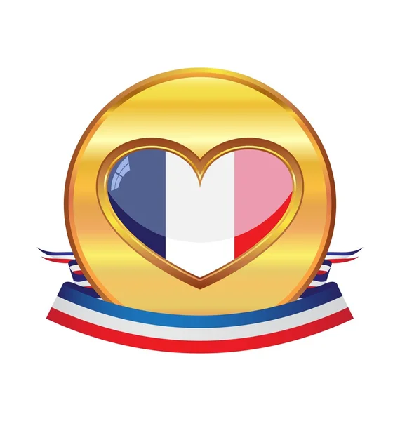 Medalla de oro con bandera de Francia — Vector de stock