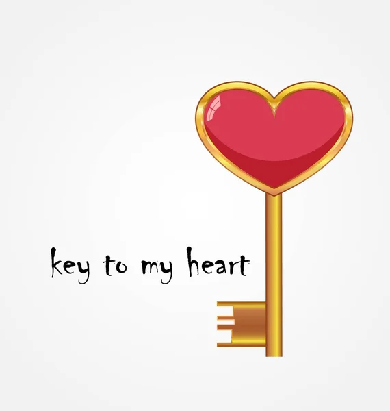 Golden key with heart shape — Stock Photo, Image