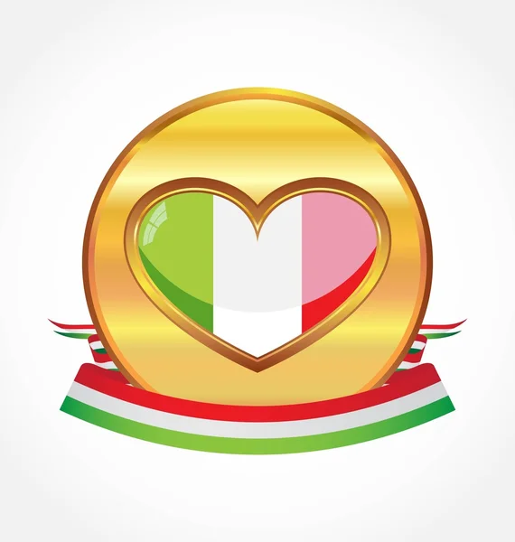 Métal doré avec drapeau de l'Italie — Image vectorielle