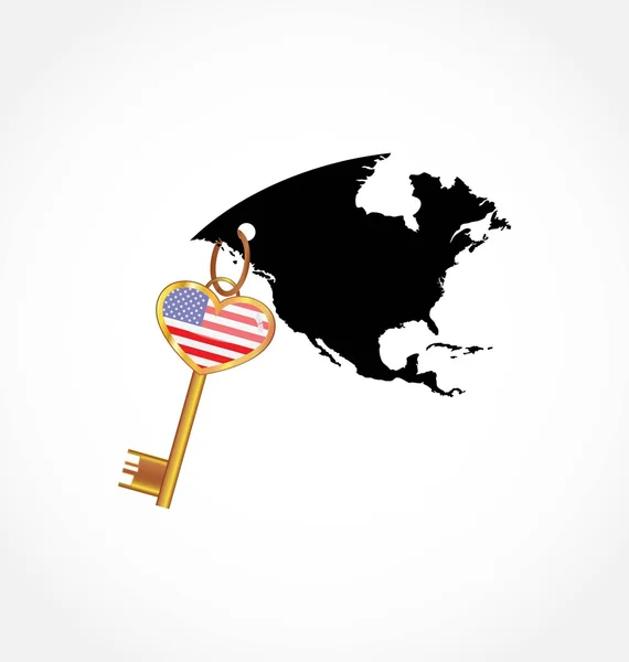 Amerikan bayrağı ile anahtar — Stok Vektör
