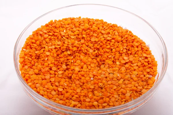 Ciotola con lenticchie gialle — Foto Stock