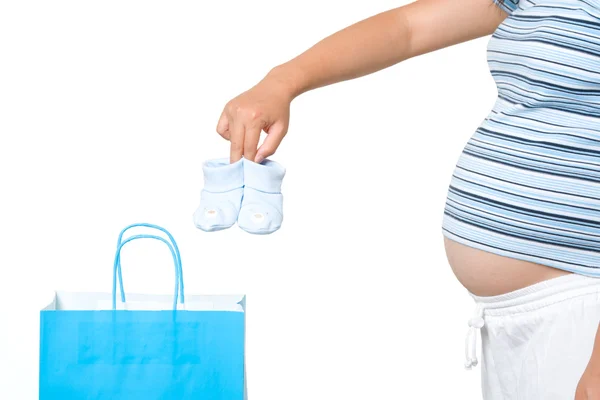 Nákupní těhotná žena — Stock fotografie