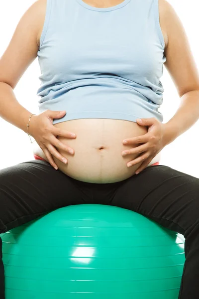 Hamile kadın egzersiz — Stok fotoğraf