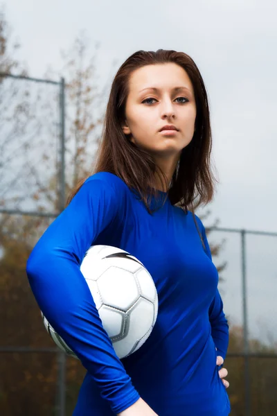 Shot Soccer Player Carrying Soccer Ball — Stock Photo, Image