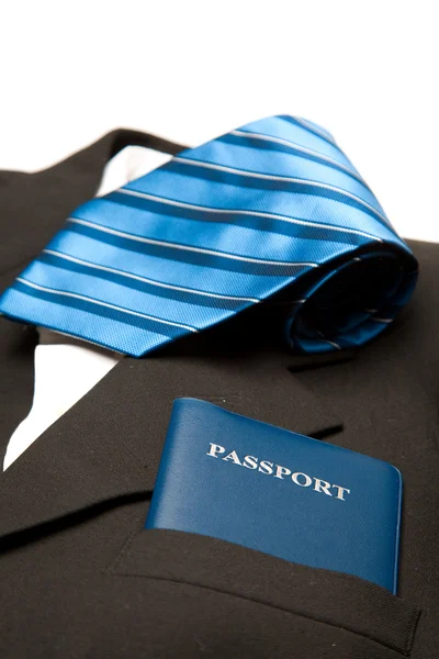 Shot Suit Tie Passport Can Used Business Travel Concept — Stock Photo, Image
