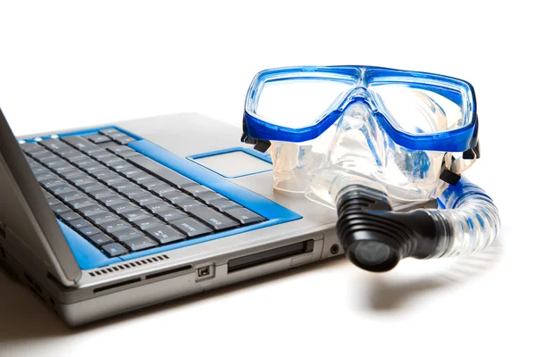 Snorkeling e laptop — Foto Stock