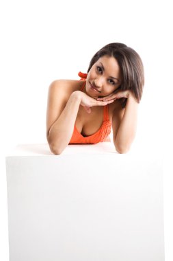 Woman and billboard clipart