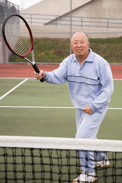 Senior teniszező — Stock Fotó