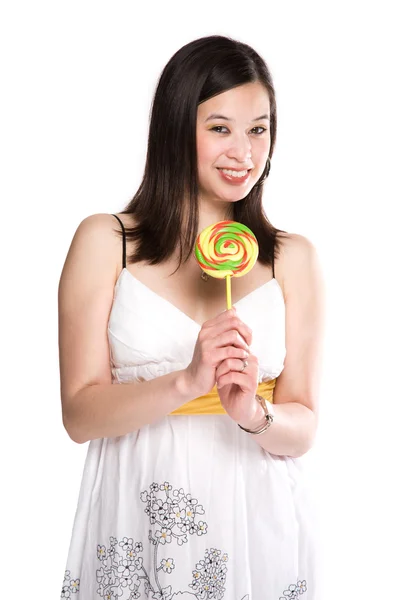 Woman and lollipop — Stock Photo, Image