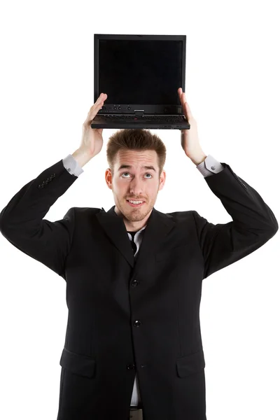 Uomo d'affari e laptop — Foto Stock