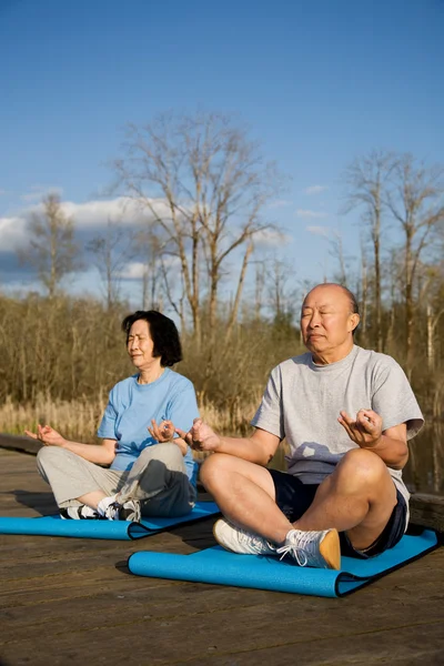 Senior asiático pareja ejercicio —  Fotos de Stock
