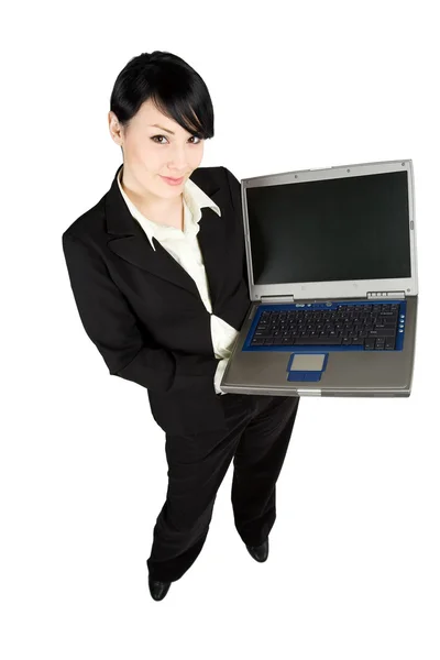 Бізнес-леді і ноутбук — стокове фото