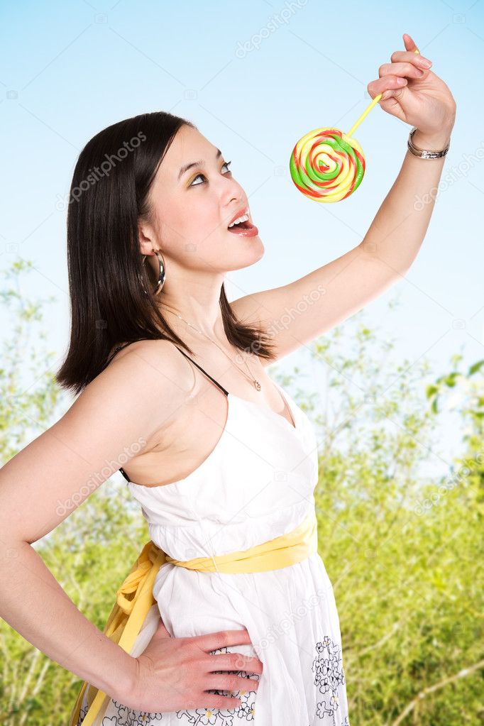 Woman and lollipop
