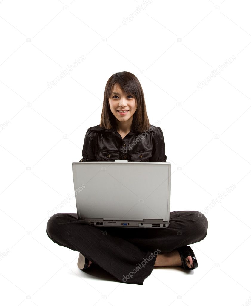 Asian woman and laptop