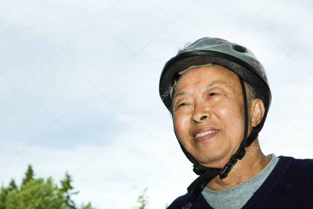 Active senior asian man