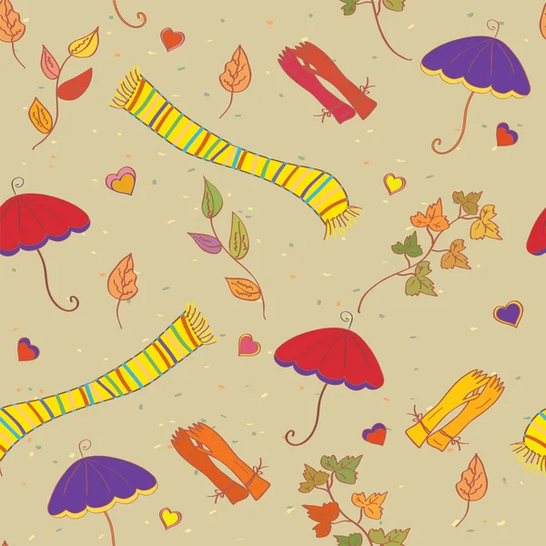 Fall accessories seamless pattern — Stock Vector